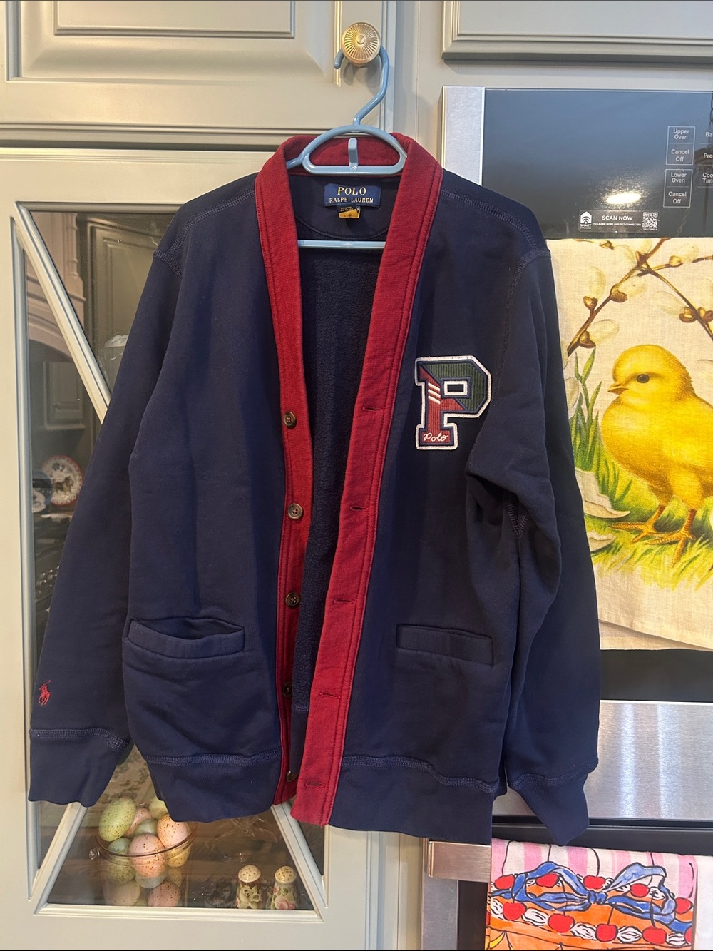 Polo by Ralph Lauren Navy & Red Letterman Sweatshirt Cardigan Boys 10
